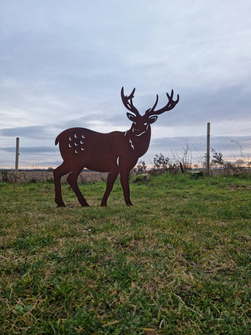 Large Rusty Metal Garden Stag Statue