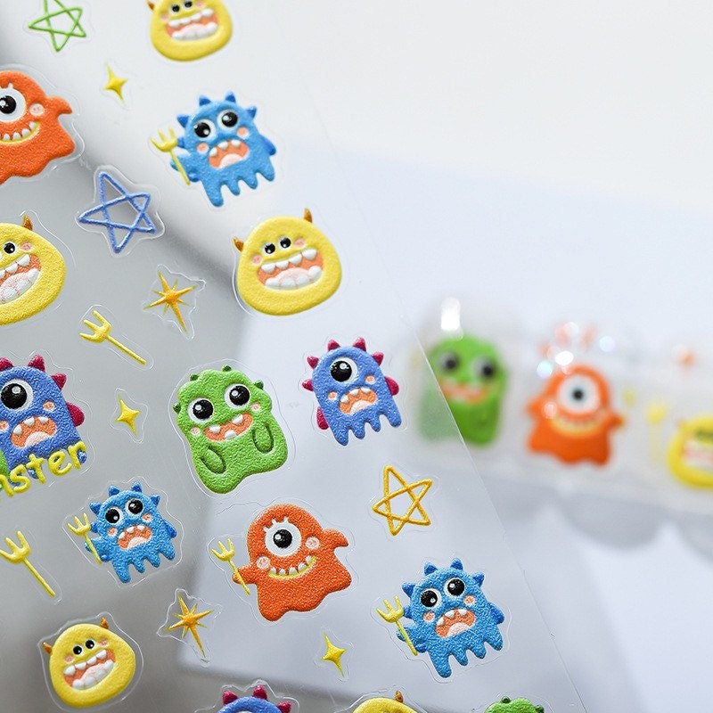 Hello Claws | Little Monster Embossed Pattern Design Nail Deco Sticker