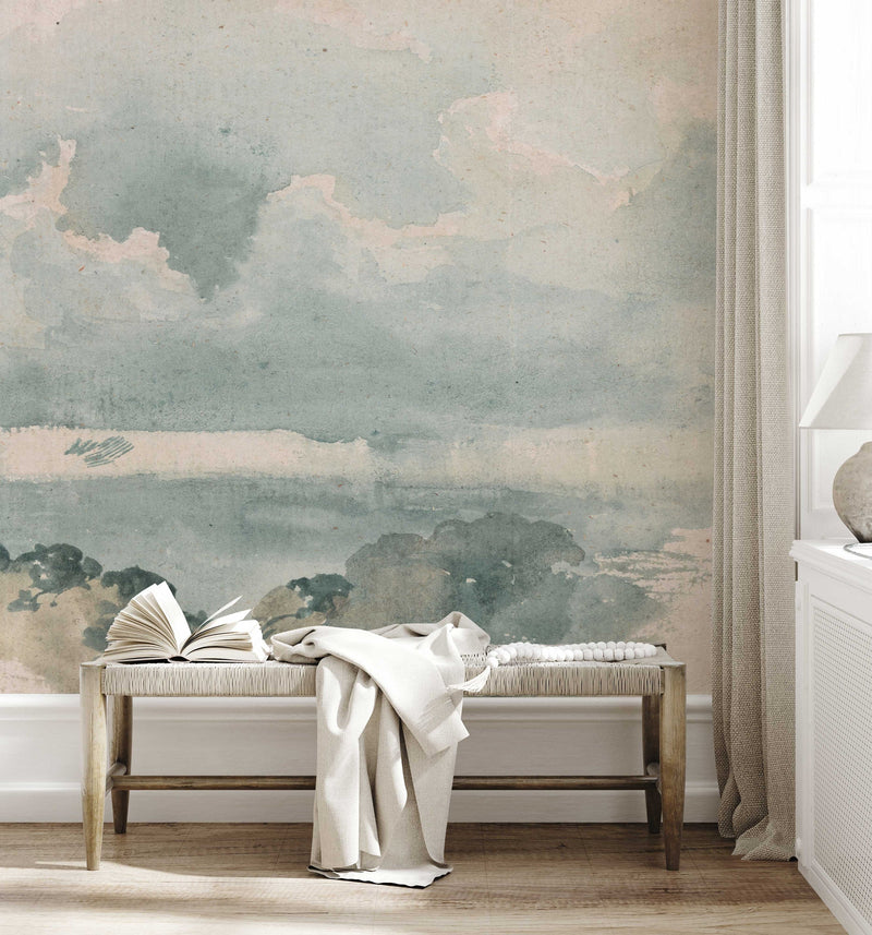 Classic Clouded Wall Mural | Sky Scene Wallpaper | Peel and Stick or Traditional
