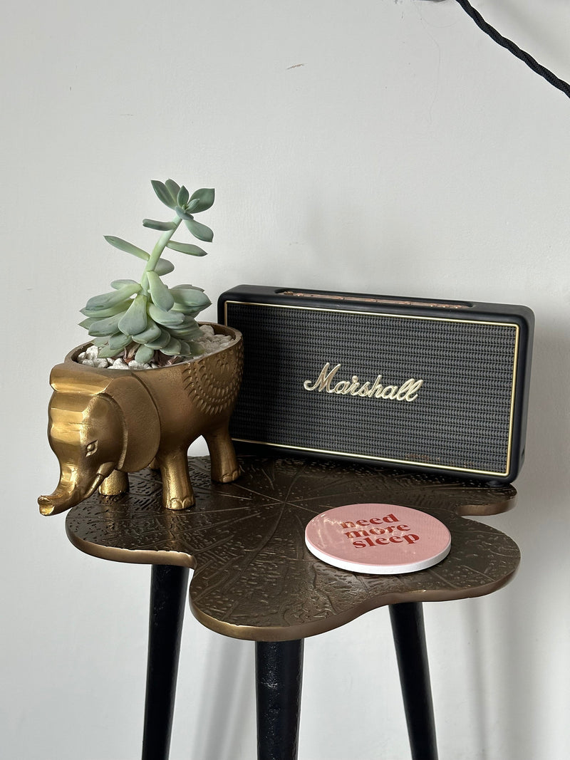 Brass Clover Side Table - Luxury Etched Botanical