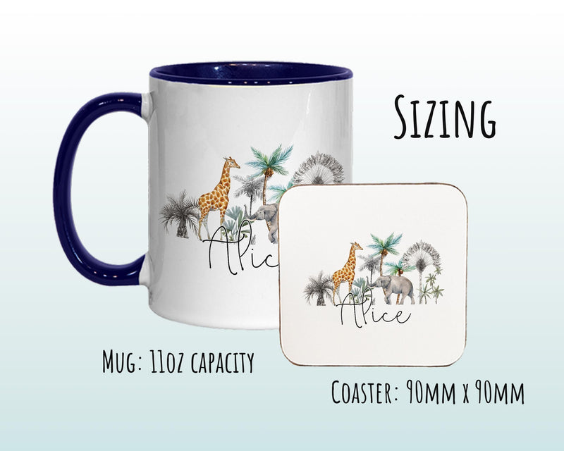 Personalised Giraffe Elephant Coffee Mug MGZ181