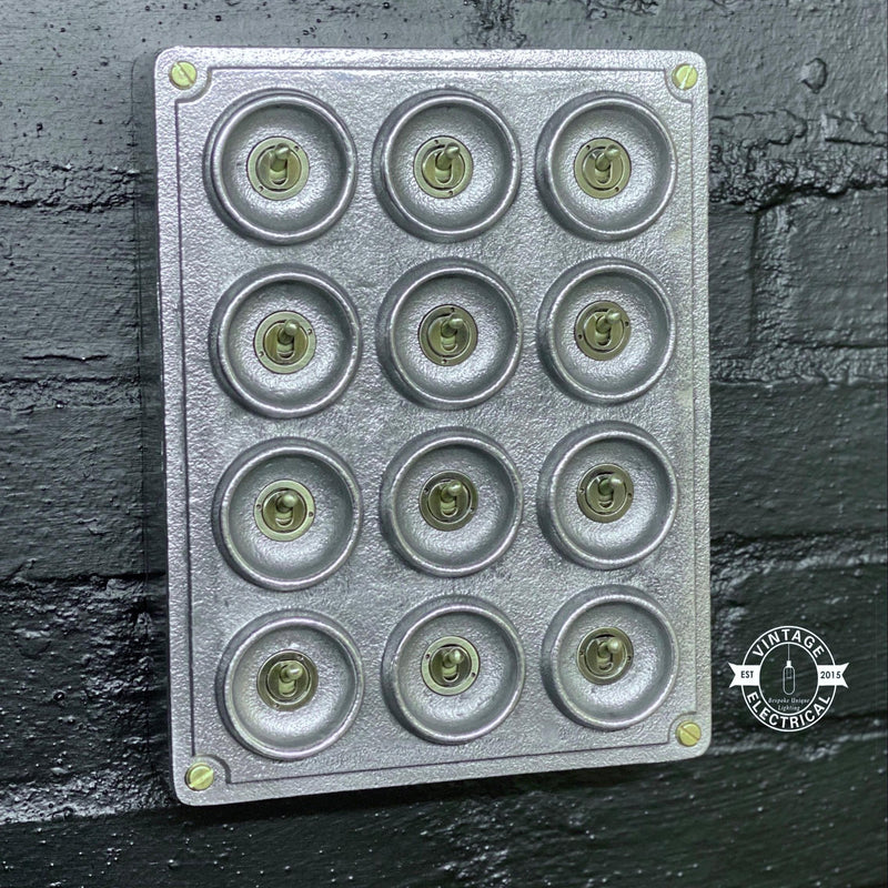12 Gang 2 Way Cast Aluminium Industrial Toggle Switch Light Panel