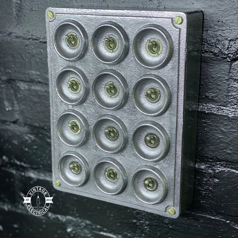 12 Gang 2 Way Cast Aluminium Industrial Toggle Switch Light Panel