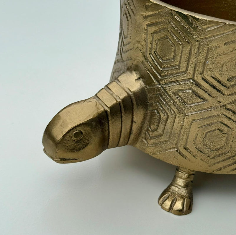 Turtoise Solid Cast Brass Metal Planter Pot - Succulents & Plants
