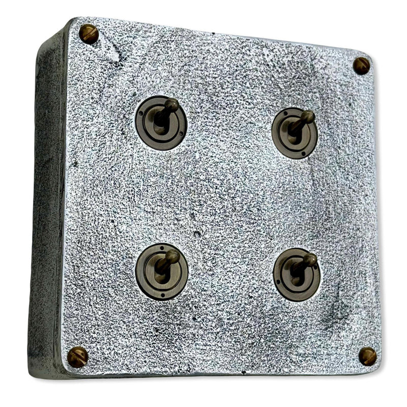 4 Gang 2 Way Solid Cast Metal Conduit Light Switch Industrial