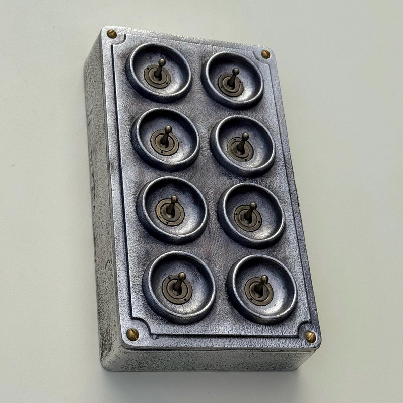 8 Gang 2 Way Solid Cast Metal Conduit Toggle Light Switch Industrial