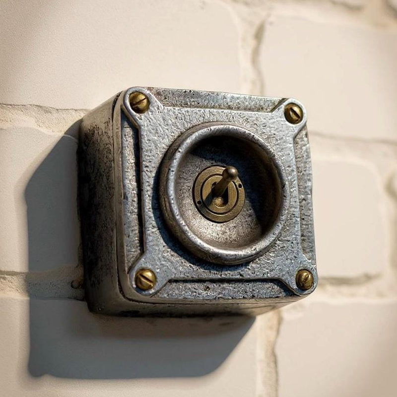 Single Gang Solid Metal Conduit Toggle Light Switch - Industrial Vintage Crabtree