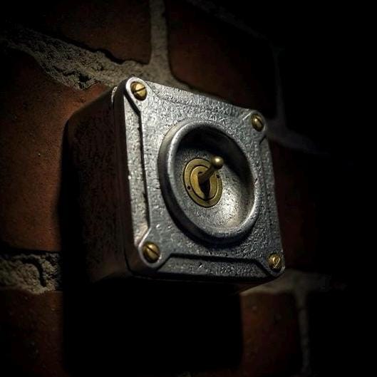 Single Gang Solid Metal Conduit Toggle Light Switch - Industrial Vintage Crabtree