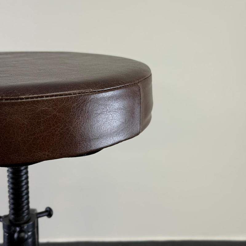 Vice Clamp Industrial Solid Bar Stool Wood or Leather Top