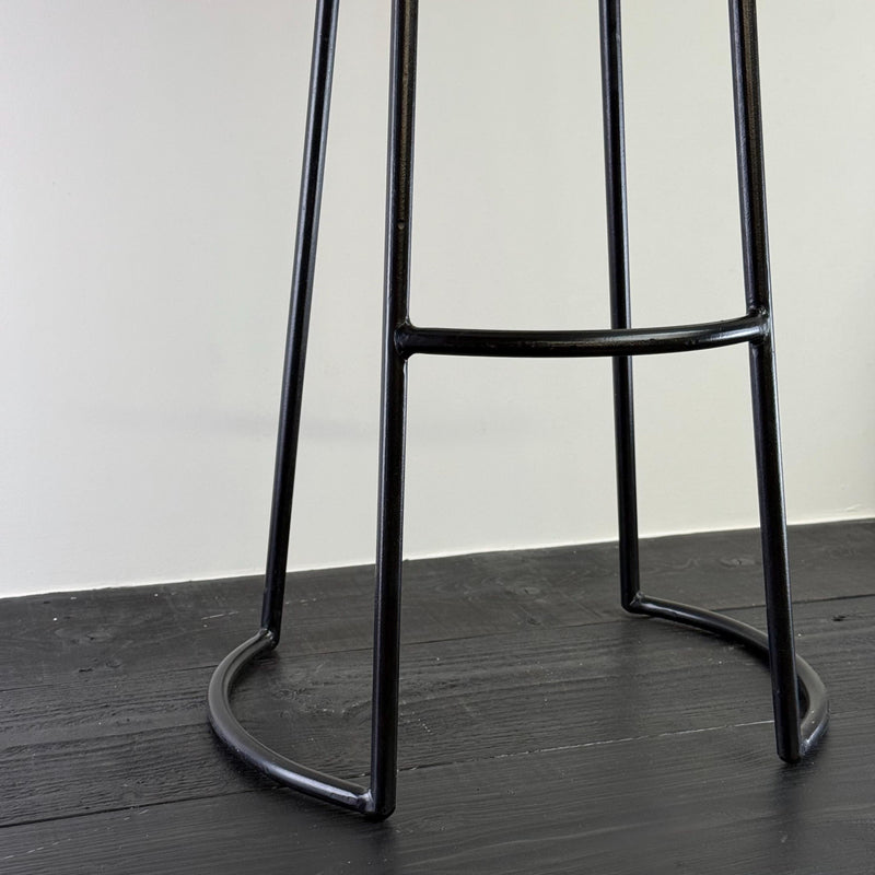 Solid Mango Wooden Top Bar Stool Hand Crafted - Kitchen Black Iron