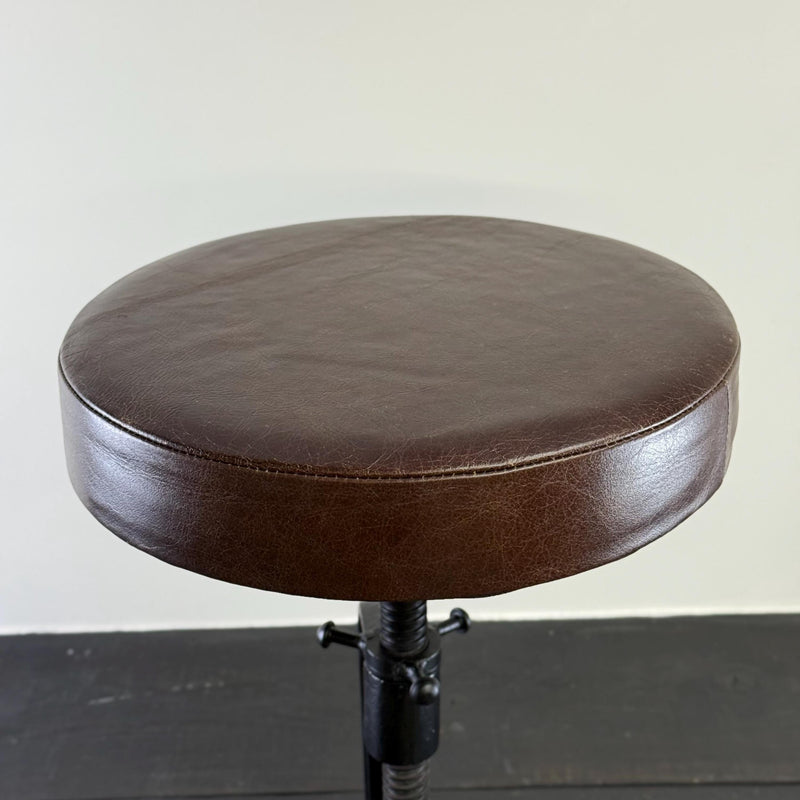 Vice Clamp Industrial Solid Bar Stool Wood or Leather Top