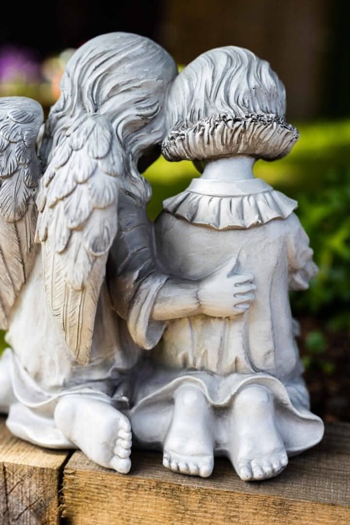 Resin Reading Angel Lamp Child Statue – Decorative LED Cherub Ornament