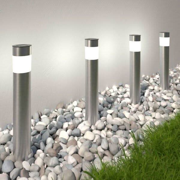4 Pack Of Solar Bollard Pathway Stake Lights