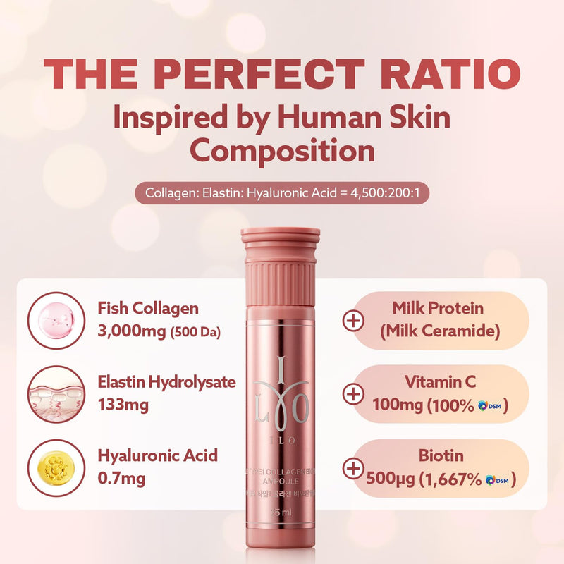 ILO Type 1 Liquid Collagen Drink – 3,000mg Marine Collagen, Biotin & Ceramide | Orange Flavor