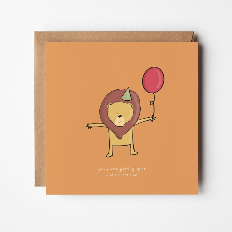 Funny Birthday Card – Cute Lion Pun Card With Playful Animal Humour