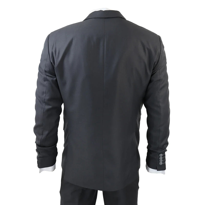IM1 Men's Classic Plain Charcoal 3 Piece Suit