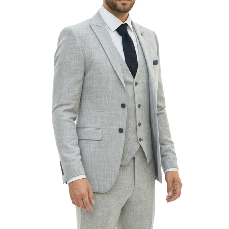 IM33 - Men's 3 Piece Grey Tailored Fit Suit