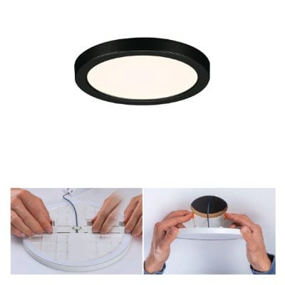 Areo VariFit Round LED Recessed Panel  118mm Warm White - Black
