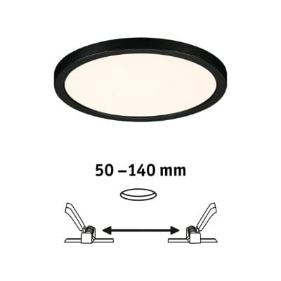 Areo VariFit Round LED Recessed Panel 175mm 3 Step Dim To Warm - Black