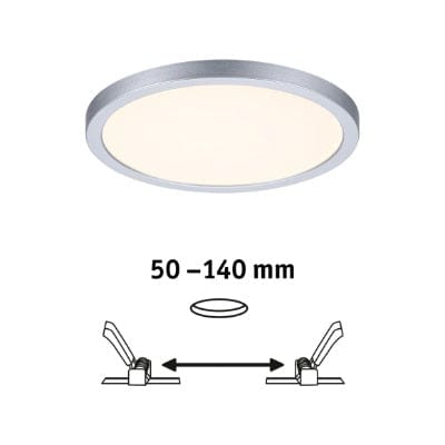 Areo VariFit Round LED Recessed Panel 175mm Warm White Dimmable - Chrome