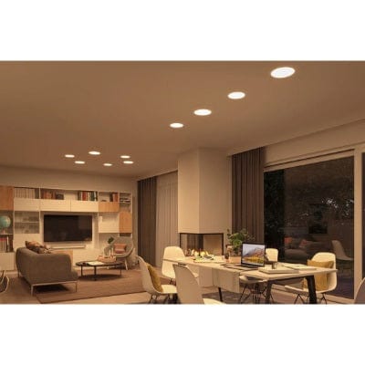 VariFit Veluna Round LED Recessed Panel IP44 215mm White Switch Transparent
