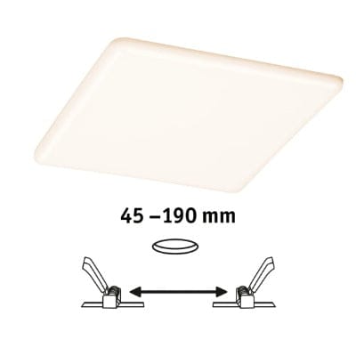 VariFit Veluna Square LED Recessed Panel IP44 215x215mm White Switch Transparent