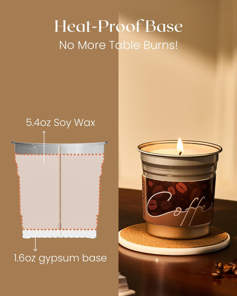 M&SENSE Coffee Candles Latte Scented – Soy Wax 7oz, 42 Hours Long Lasting Clean Burn | Aromatherapy Gift for Coffee Lovers