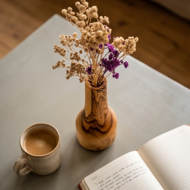 Olive Wood Handmade Wooden Vase