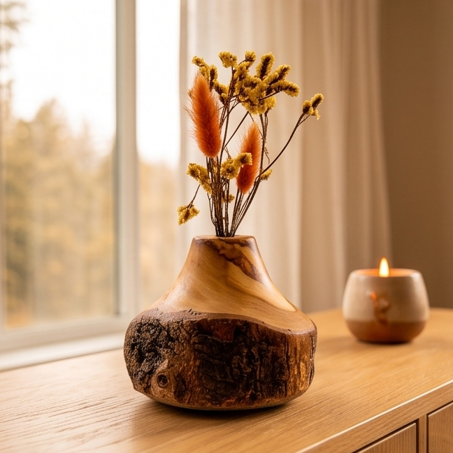 Olive Wood Handmade Wooden Vase