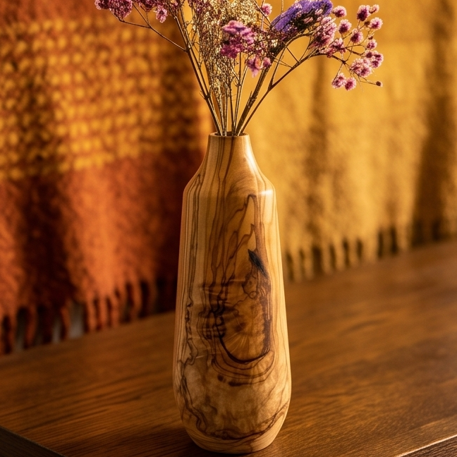 Olive Wood Handmade Wooden Vase