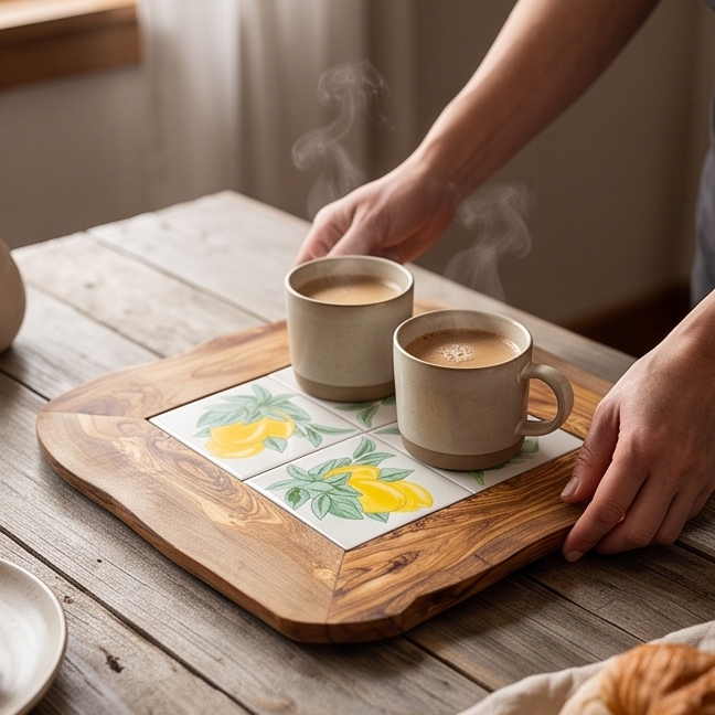 Rustic Olive Wood Ceramic Tray, serving tray, natural, handmade, gift