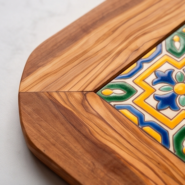 Rustic Olive Wood Ceramic Tray, serving tray, natural, handmade, gift