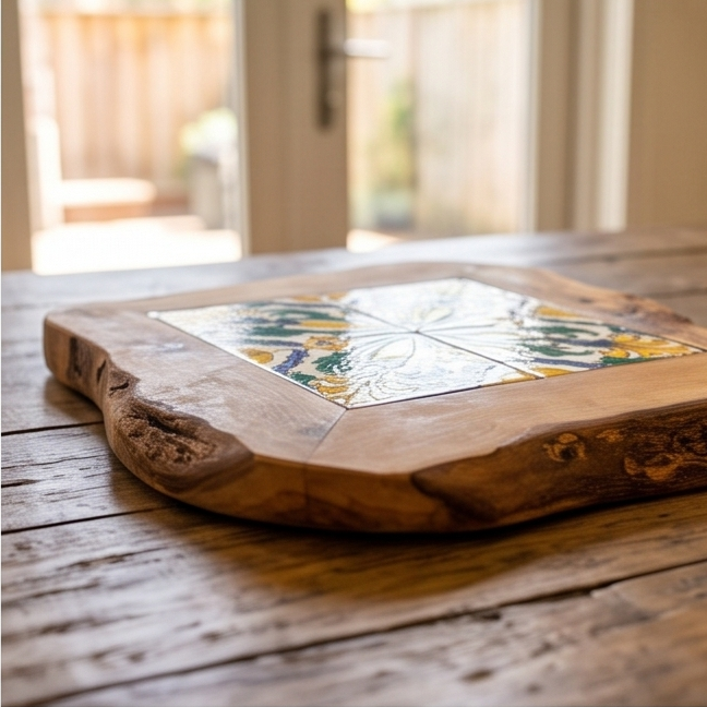 Rustic Olive Wood Ceramic Tray, serving tray, natural, handmade, gift