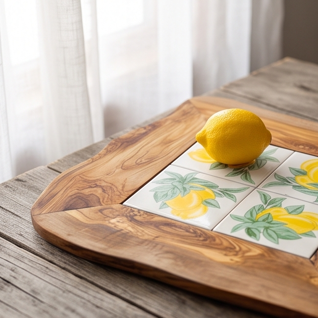Rustic Olive Wood Ceramic Tray, serving tray, natural, handmade, gift