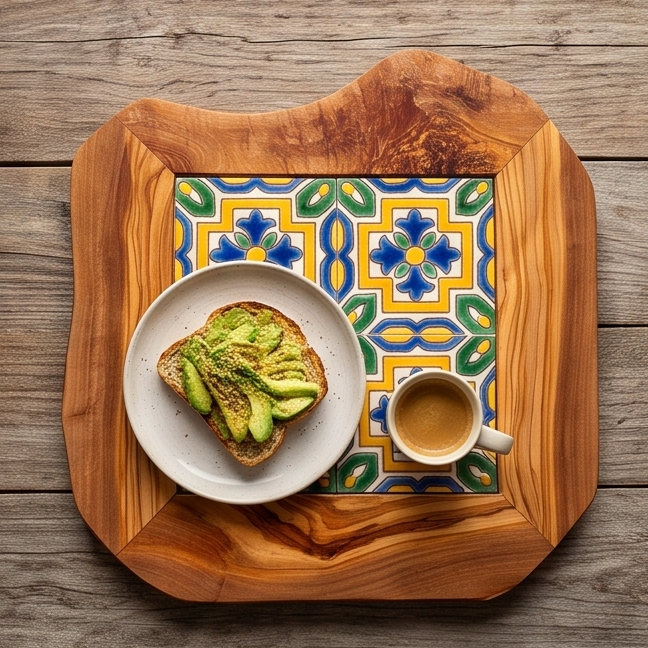 Rustic Olive Wood Ceramic Tray, serving tray, natural, handmade, gift
