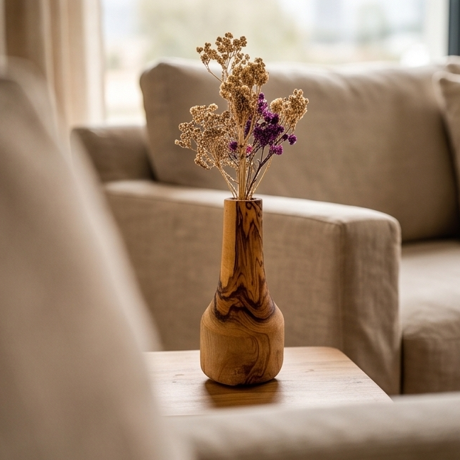Olive Wood Handmade Wooden Vase
