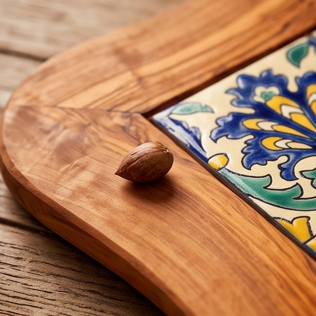 Rustic Olive Wood Ceramic Tray, serving tray, natural, handmade, gift