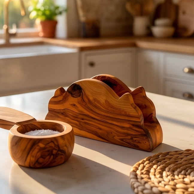 Olive Wood Classic Napkin Holder