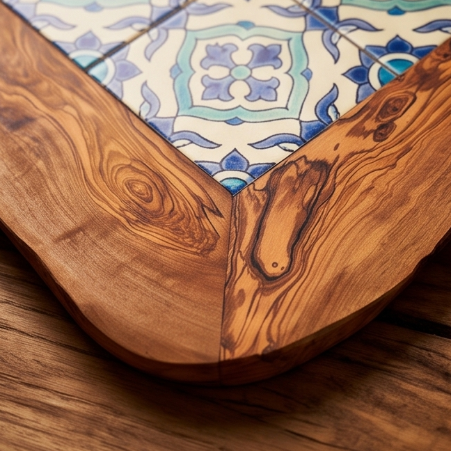 Rustic Olive Wood Ceramic Tray, serving tray, natural, handmade, gift