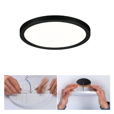 Areo VariFit Round LED Recessed Panel 175mm Warm White Dimmable - Black