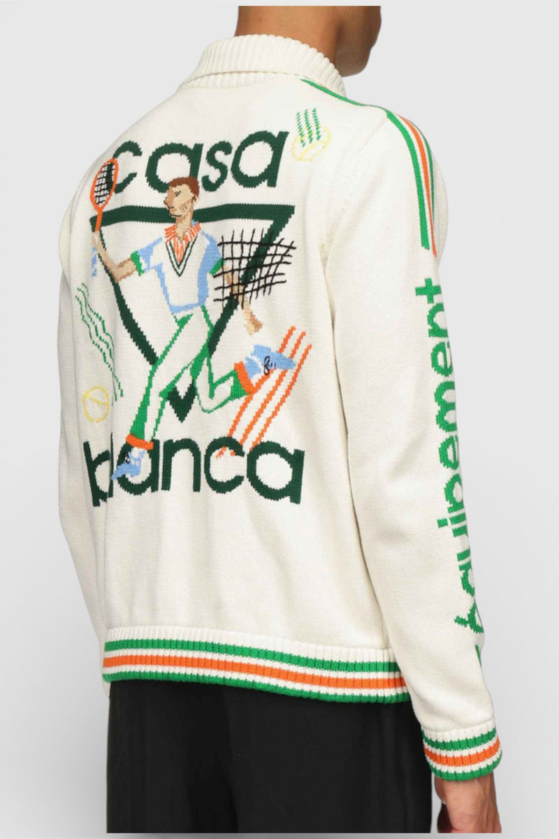 Le Jeu Intarsia Knit Jacket White