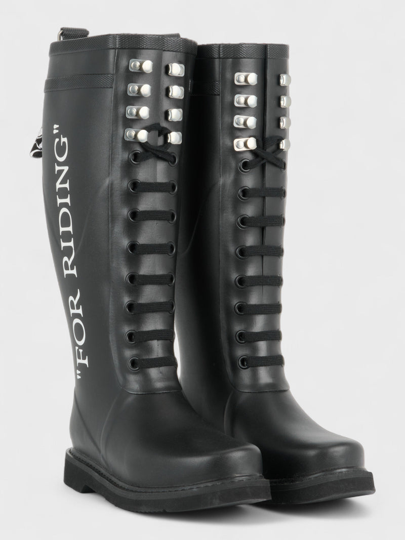 Off-White Logo Wellington Boots "For Riding" Black
