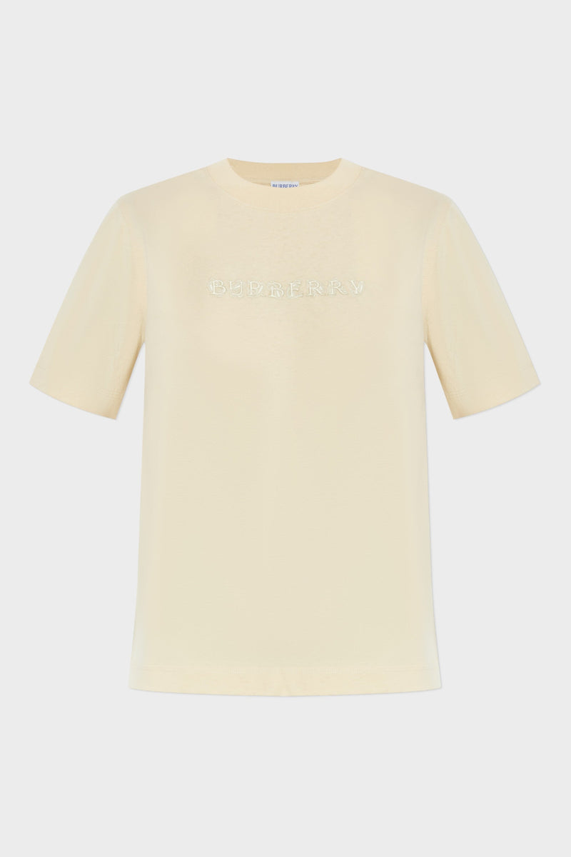 Paisley Print Logo T Shirt Candle Beige