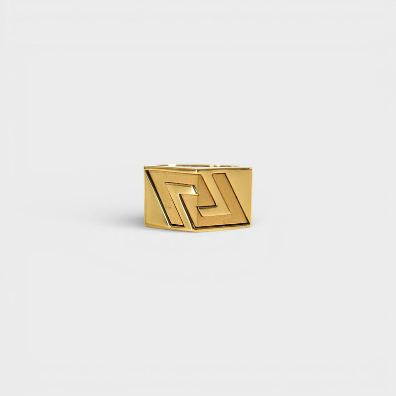 Greca Engraved Gold Ring