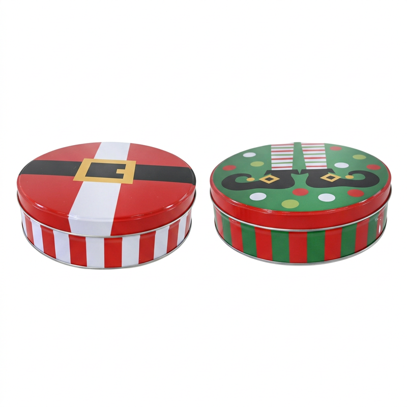 Round cookie tin.