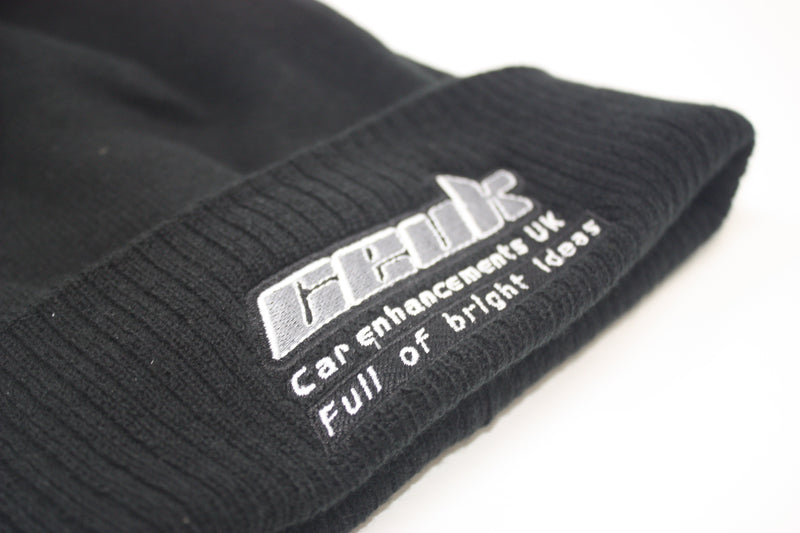 Official CEUK Winter Bobble Hat – Black Wool with Embroidered Logo | Optional Air Freshener