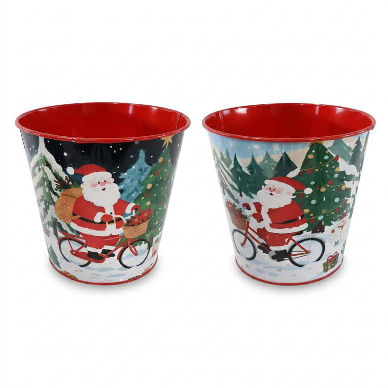 Christmas santa metal bucket