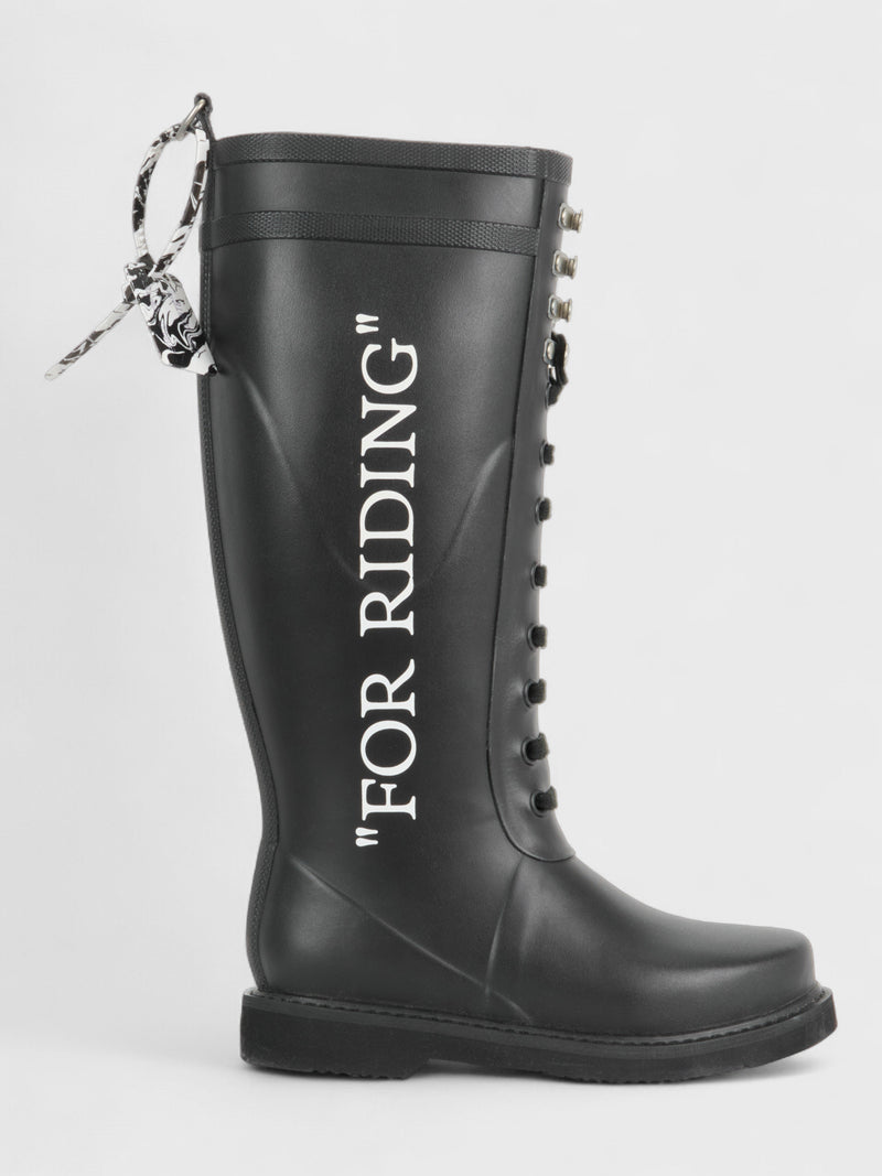 Off-White Logo Wellington Boots "For Riding" Black