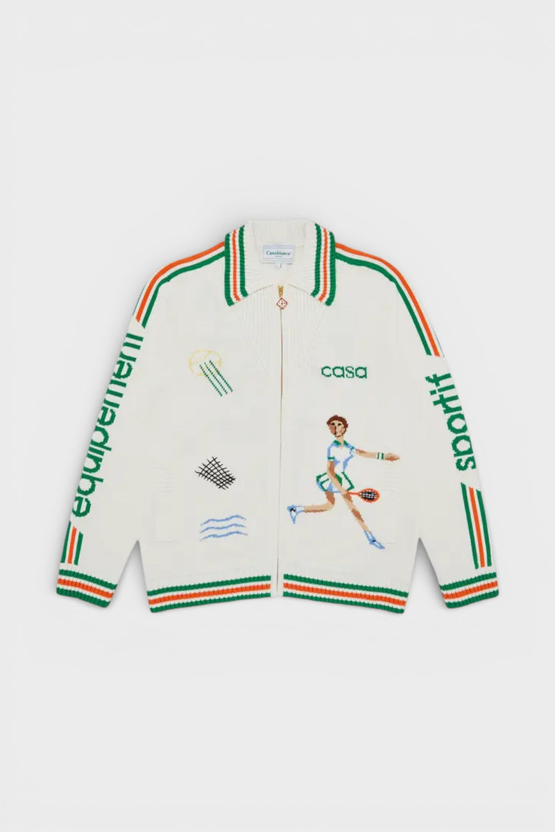 Le Jeu Intarsia Knit Jacket White