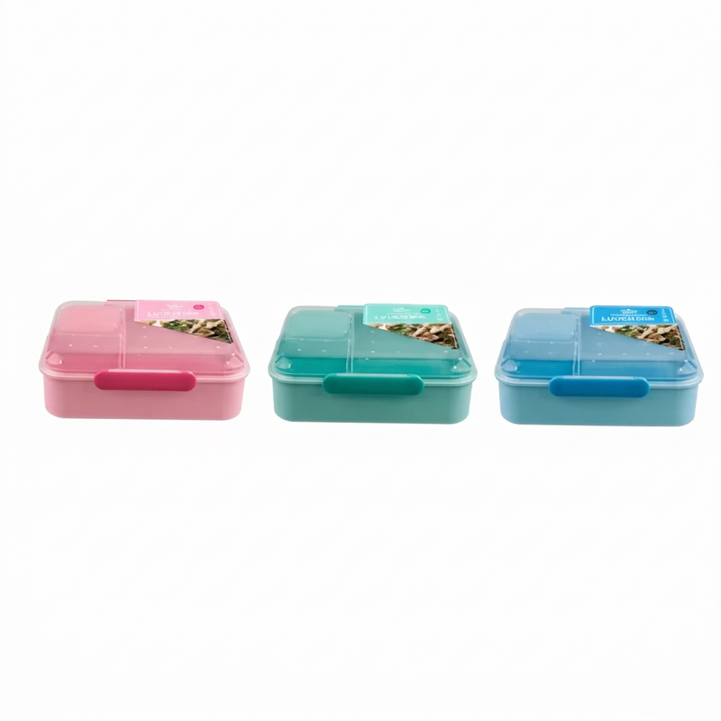 Sectioned double layer lunch box with sauce pot 1500ml
